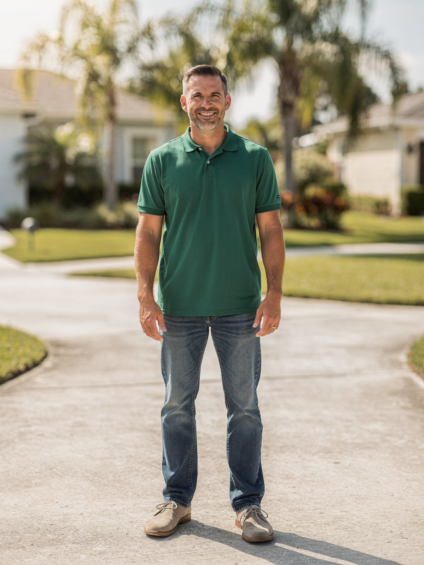 Travis Givens, owner of Givens AC Solutions, in a sunny Jacksonville driveway